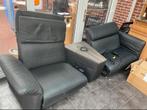 Lederen 2-zits loungebank, elektrisch verstelbaar, Huis en Inrichting, Fauteuils, Ophalen, Gebruikt, Modern, Leer