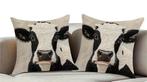 NIEUW 2 superleuke kussenhoesjes met zwartbonte koe, Ophalen of Verzenden, Nieuw, Vierkant