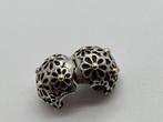 Z872 Prachtige Pandora clip bedel lazy daisy met 14k goud, Pandora, Ophalen of Verzenden, Zo goed als nieuw, X