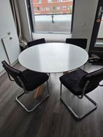 Ronde tafel + 4 stoelen, nieuw blad!, Huis en Inrichting, Tafels | Eettafels, Ophalen, Rond, Zo goed als nieuw, Vier personen