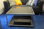 Salontafel met zwart glazen blad (Ikea), Huis en Inrichting, 50 tot 100 cm, Minder dan 50 cm, Zo goed als nieuw, Ophalen