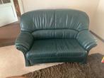 Bankstel leder, 2 en 3 zits bank, kleur donder groen, Ophalen, Gebruikt, Leer, Rechte bank