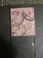 England 135 blok van 4 met perfins, Postzegels en Munten, Ophalen of Verzenden, Gestempeld