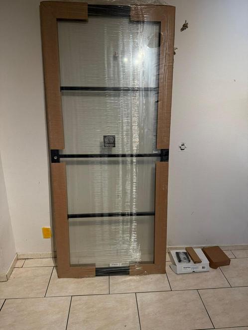 zwarte binnendeur met glas 93x211,5 Compleet & nieuw, Doe-het-zelf en Verbouw, Deuren en Horren, Nieuw, Binnendeur, 200 tot 215 cm