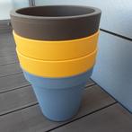 Kunststof bloempot bloembakken terracotta geel bruin grijs, 25 tot 40 cm, Kunststof, Rond, Zo goed als nieuw