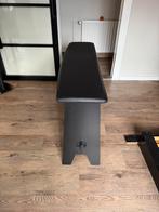 Zwarte orgelbank met handgemaakte hoes, Ophalen, Overige materialen, Gebruikt, 100 tot 150 cm