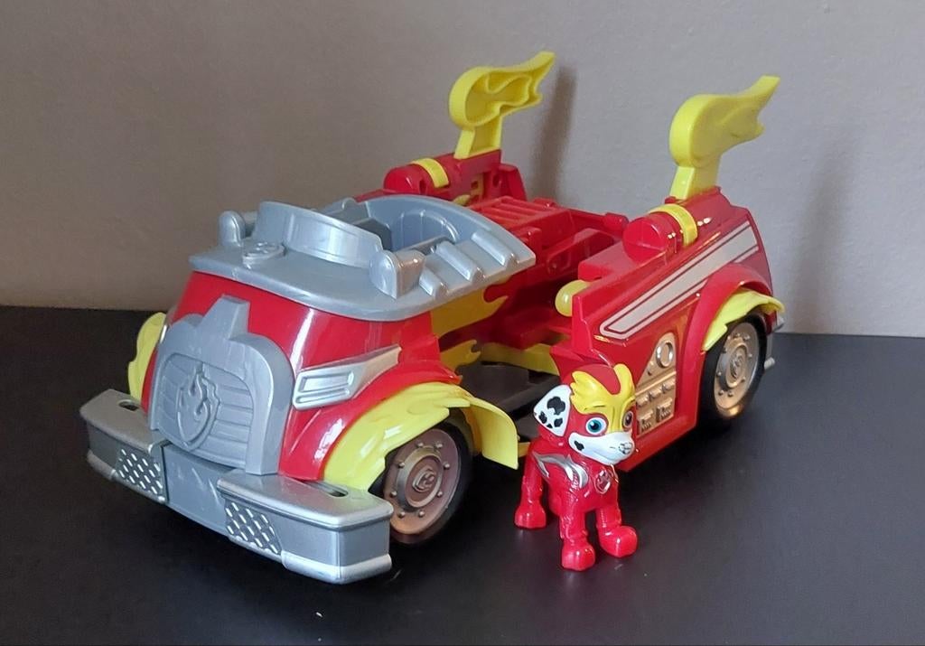Paw Patrol, Mighty Marshall met Voertuig, Kinderen en Baby's, Speelgoed | Actiefiguren, Ophalen, Zo goed als nieuw