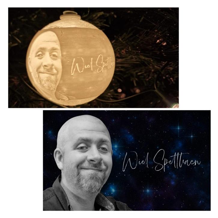 3D kerstbal met foto en licht, Diversen, Kerst, Nieuw, Ophalen of Verzenden