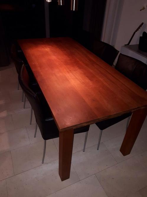 Kersenhouten Massieve Tafel met 6 Stoelen, Huis en Inrichting, Tafels | Eettafels, Gebruikt, 200 cm of meer, Vijf personen of meer
