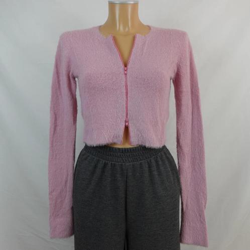 Weekday Sommer Y2K Fluffy Cropped Cardigan Roze Maat S, Kleding | Dames, Truien en Vesten, Zo goed als nieuw, Maat 36 (S), Roze
