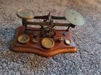 Antiek klein weegschaaltje met gewichten weegschaal mahonie, Ophalen of Verzenden