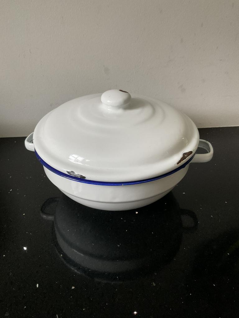 Brocante emaille pannetje, Ophalen of Verzenden