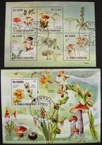 - 819 - 2 Blokken met Paddenstoelen & Orchideeën., Postzegels en Munten, Postzegels | Thematische zegels, Verzenden, Gestempeld