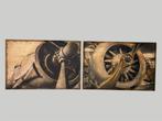 Vintage vliegtuig propeller kunst aan de muur, Huis en Inrichting, Gebruikt, Oorspronkelijke maker, Ophalen of Verzenden, Print