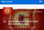 4 zitplaatsen Groots Guus Meeuwis zaterdag 15 juni!, Tickets en Kaartjes, Twee personen