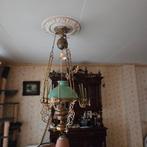 Antieke hanglamp met groen glas, Antiek en Kunst, Ophalen