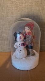 Kerstdecoratie met Jongen en Sneeuwpop, Antiek en Kunst, Ophalen of Verzenden