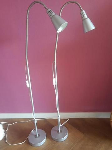 Vintage set Ikea Kvart zwanenhals vloerlampen, zilvergrijs  beschikbaar voor biedingen