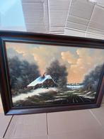 Winterlandschap olieverfschilderij. V.Ast, Antiek en Kunst, Kunst | Schilderijen | Klassiek, Ophalen of Verzenden
