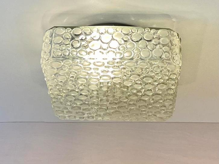 Vintage plafonnière bubble glas afmeting 24x24 cm, Huis en Inrichting, Lampen | Plafondlampen, Gebruikt, Glas, Ophalen of Verzenden