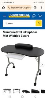 Inklapbare Manicuretafel met Wieltjes - Zwart, Minder dan 50 cm, 50 tot 100 cm, Ophalen of Verzenden, Zo goed als nieuw