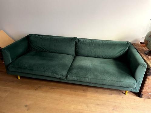 Bank, donkergroen, velvet, By Sidde Frode, Huis en Inrichting, Banken | Bankstellen, Gebruikt, Rechte bank, 200 tot 250 cm, 75 tot 100 cm