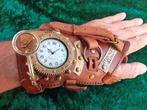 Tijdloze Tijdmachine – Steampunk Handhorloge in Limited Edit, Overige merken, Leer, Staal, Ophalen of Verzenden