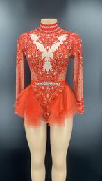 Rode dames glitter bodysuit / jumpsuit feest festival romper, Verzenden, Nieuw, Kleding