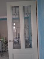 Opdekdeur met sierlijk glas, inclusief beslag, Doe-het-zelf en Verbouw, Deuren en Horren, Ophalen, Gebruikt, 80 tot 100 cm, 215 cm of meer