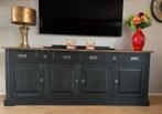 Mooi zwart dressoir van geborsteld hout, Ophalen, Gebruikt, 200 cm of meer, Met lade(s)