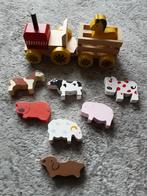 Houten tractor met aanhanger en dieren, Ophalen of Verzenden, Gebruikt