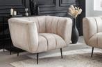 Fauteuil Beige Champagne Kleur Zwarte Pootjes NIEUW VOORRAAD, Nieuw, 75 tot 100 cm, Ophalen of Verzenden, Metaal