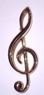 goud kleurige metalen muziek noot broche, Marktplaats@koningsieraden.nl, Overige materialen, 4 tot 7 cm, Verzenden