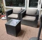Twee wicker lounge stoelen + tafeltje, Ophalen, Gebruikt, Wicker, 2 zitplaatsen