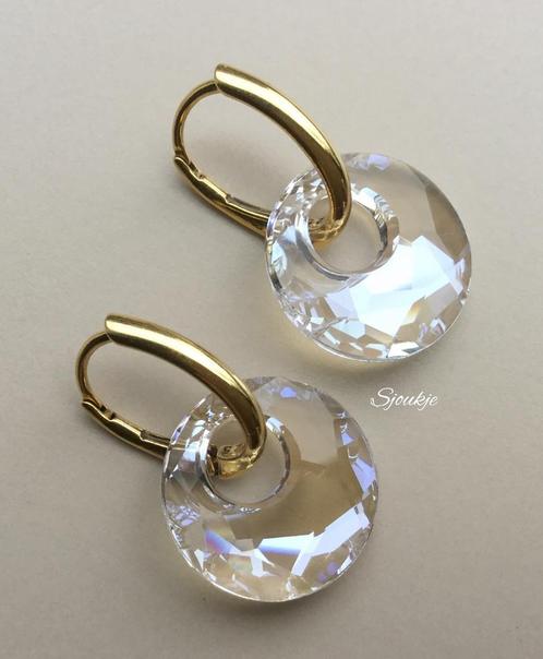 Oorbellen Swarovski kristal NIEUW goud zilver ketting parel, Sieraden, Tassen en Uiterlijk, Oorbellen, Nieuw, Hangers, Goud, Goud