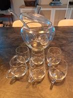 Glazen punch set - Kom met Lepel en 6 Kopjes, Ophalen, Overige typen, Effen, Glas