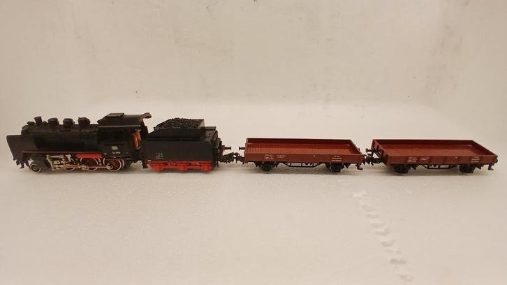 Marklin H0  - 3003 - Stoomlocomotief met 2 plattebak wagons, Hobby en Vrije tijd, Modeltreinen | H0, Gebruikt, Locomotief, Wisselstroom