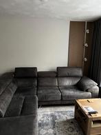 Hoekbank Antraciet stof met RVS poten., Ophalen, Gebruikt, Hoekbank, 75 tot 100 cm
