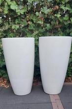 Twee witte bloembakken ELHO 62 cm hoog, Tuin en Terras, Bloempotten, Ophalen, Kunststof, 40 cm of meer, Rond