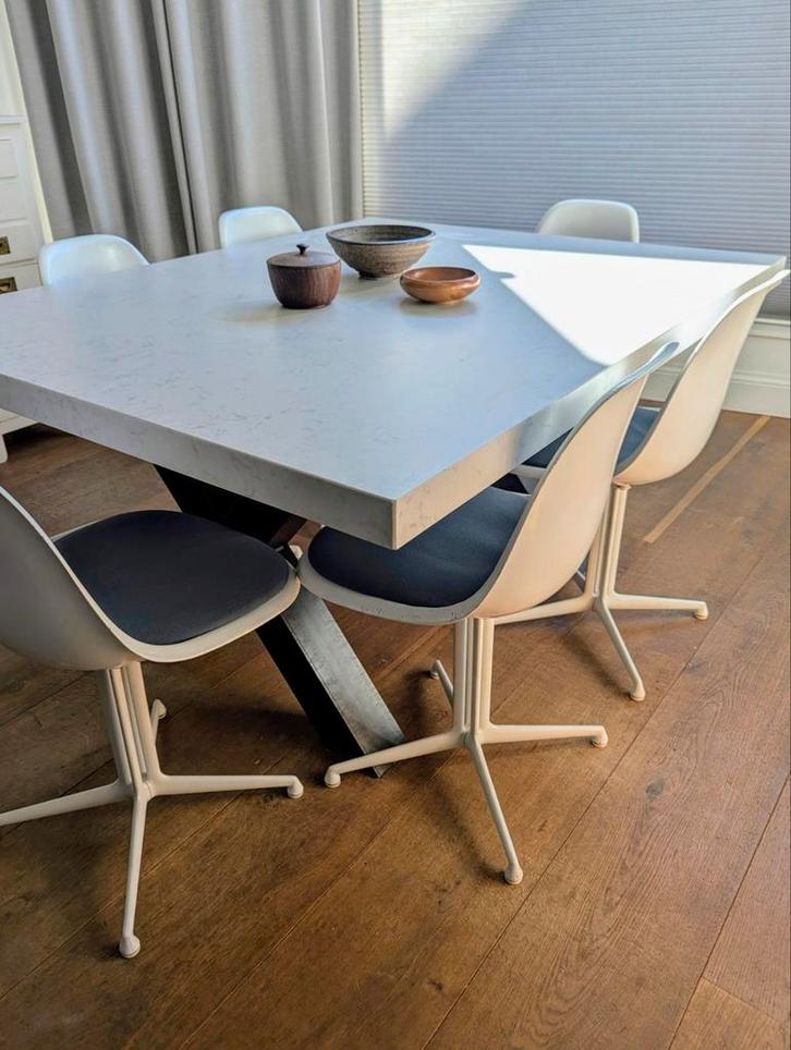 Eames La Fonda stoelen Herman Miller glasfiber mid century, Huis en Inrichting, Stoelen, Gebruikt, Vijf, Zes of meer stoelen, Kunststof