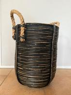 XL zwarte mand van rotan met touwgrepen, Gebruikt, Mand, Rond, Ophalen of Verzenden