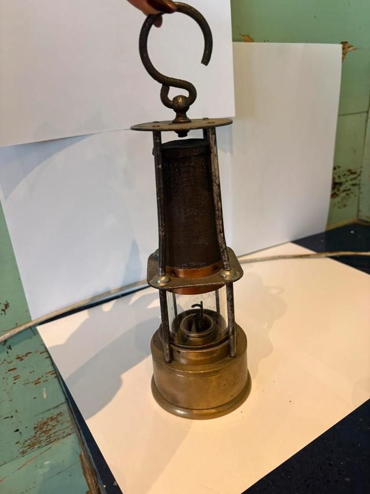 Antieke Mijnlamp – 25 cm – Verzamelstuk, Antiek en Kunst, Antiek | Lampen, Ophalen of Verzenden