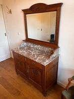 Antieke Eiken Kaptafel/Commode met Spiegel en Marmeren Blad, Ophalen