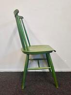 2x Vintage spijlstoelen  jaren 60/70 retro green chairs, Huis en Inrichting, Stoelen, Twee, Gebruikt, Deens Scandinavisch dutch pastoe design sixties seventies