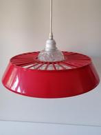 retro seventies hanglamp kunstof kap met glazen kelk, Antiek en Kunst, Antiek | Lampen, Ophalen