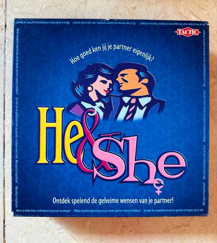 He & She Bordspel - Ontdek je partner! NIEUW!!!, Hobby en Vrije tijd, Gezelschapsspellen | Bordspellen, Nieuw, Een of twee spelers