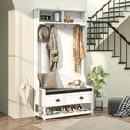 Witte Kapstok met Bankje en Opbergruimte gangkast, Nieuw, Ophalen of Verzenden, Staande kapstok, 150 tot 200 cm