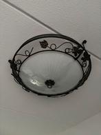 Plafondlamp rond metaal/glas, Huis en Inrichting, Lampen | Plafondlampen, Ophalen, Gebruikt, Glas