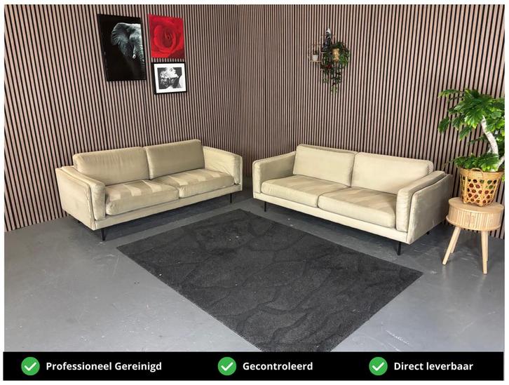 GRATIS LEVERING Westwing Velvet Set Banken 195x85 GEREINIGD, Huis en Inrichting, Banken | Bankstellen, Zo goed als nieuw, Rechte bank