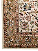 Handmade oriental wool Keshan carpet floral crème 196x292cm, Persian Perzisch vintage oosters hype, Crème, 150 tot 200 cm, 200 cm of meer